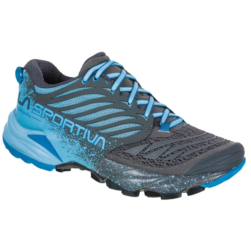 La Sportiva Akasha Womens Trail Running Shoe Carbon Pacific Inte Colour Carbon_Pacific Blue