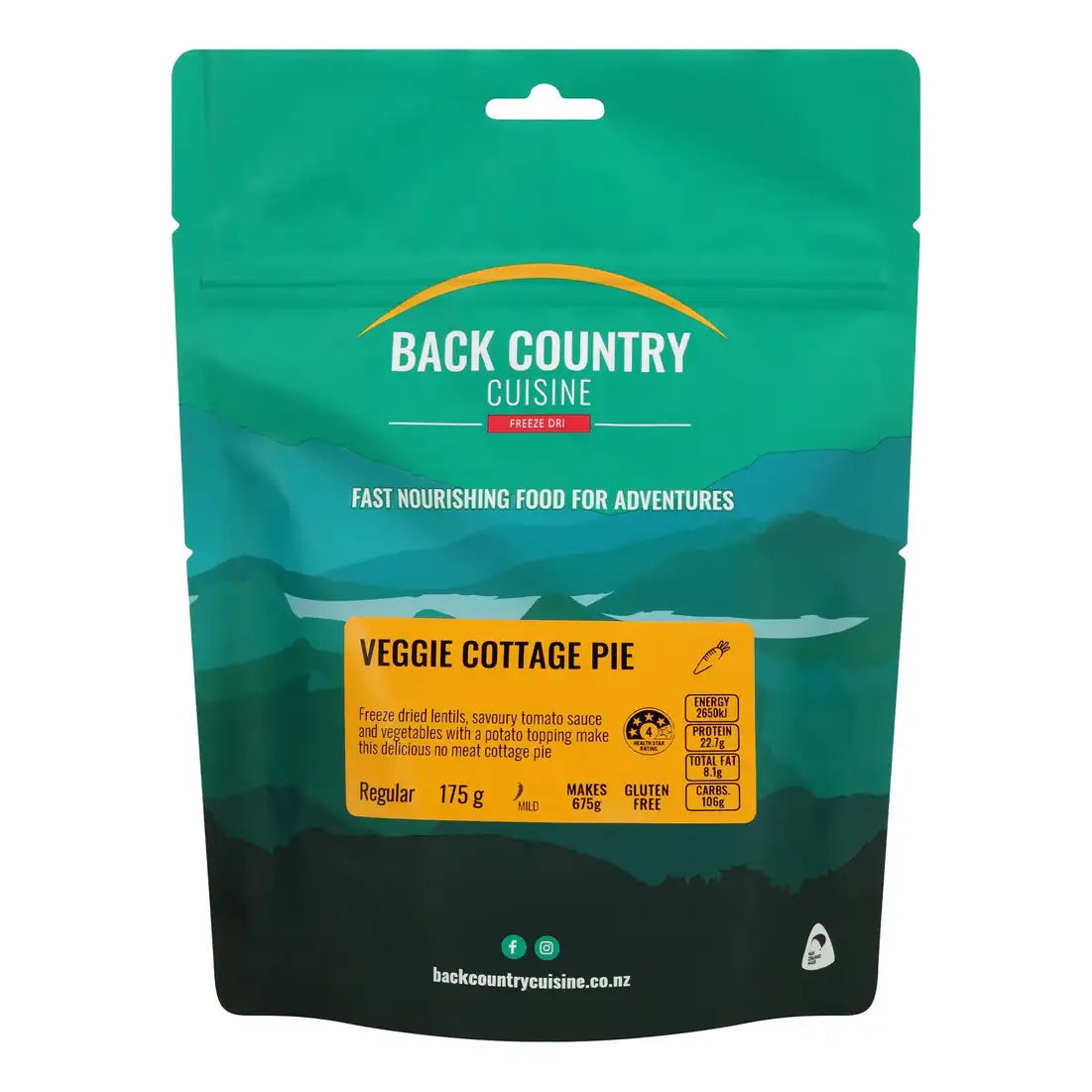 Back Country Cuisine Freeze Dried Food - Gluten Free Veggie Cottage Pie