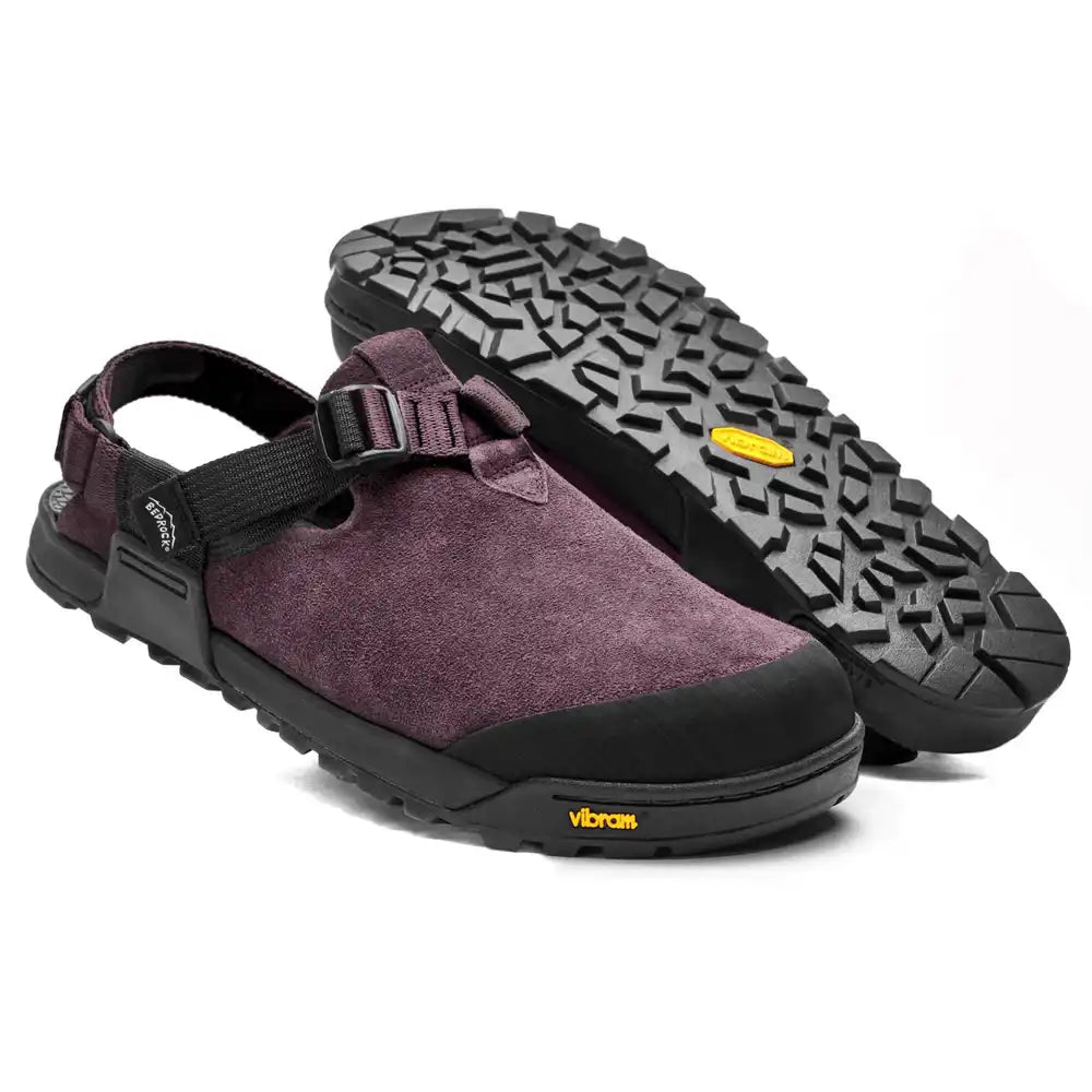 Bedrock Sandals Mountain Clog Suede Leather - Deep Plum