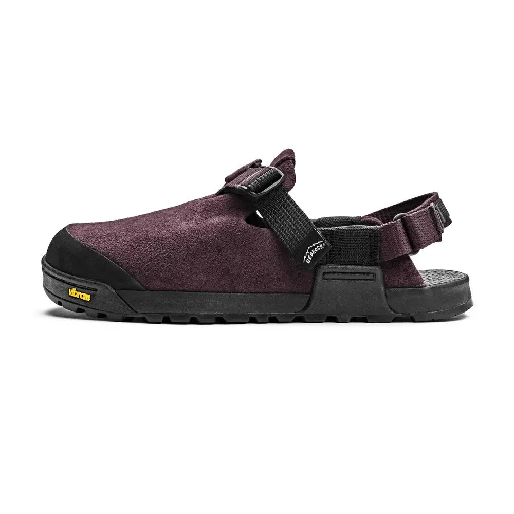 Bedrock Sandals Mountain Clog Suede Leather - Deep Plum