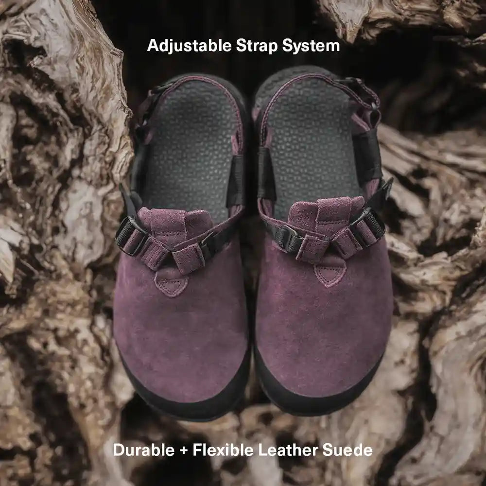 Bedrock Sandals Mountain Clog Suede Leather - Deep Plum