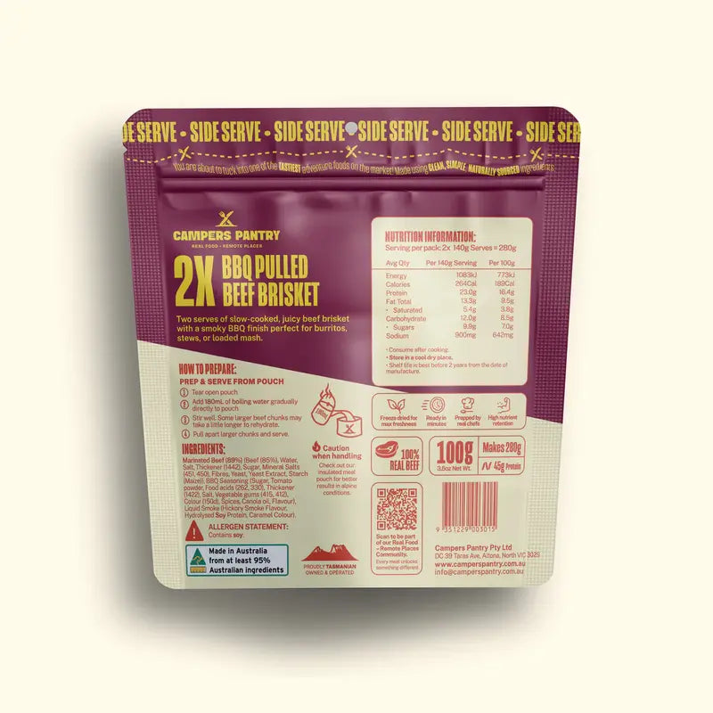Campers Pantry BBQ Pulled Beef Brisket Freeze Dried Meal