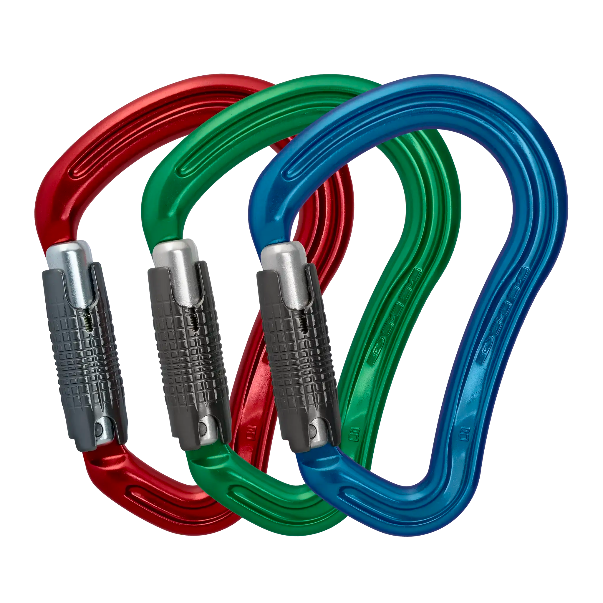 Dmm 30Kn Boa Hms Locksafe Climbing Carabiner 3 Pack Colour Blue Red Green