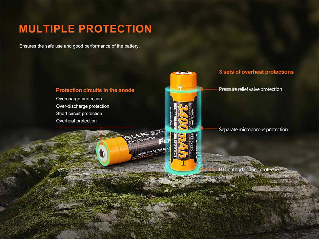 Fenix ARB-L18-3400U USB Charging 18650 Battery (3400mAh)