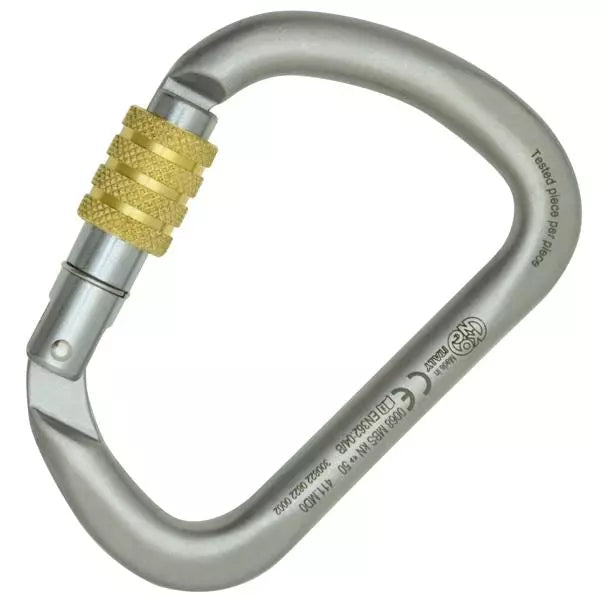 Kong 411 Extra Large D Carbon Steel Screw Gate Climbing Carabiner Colour White