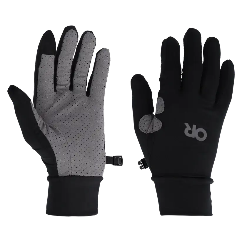Guanti Outdoor Research ActiveIce Chroma Sun – Senza Dita, UPF 50+, Palmo In Pelle Scamosciata Sintetica, Taglia L, Grigio Mélange, Traspiranti
