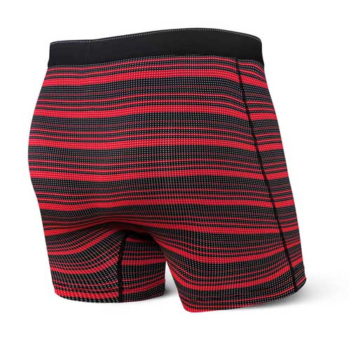 SAXX Quest Quick Dry Mesh Boxer Fly Brief - Red Sunrise Stripe