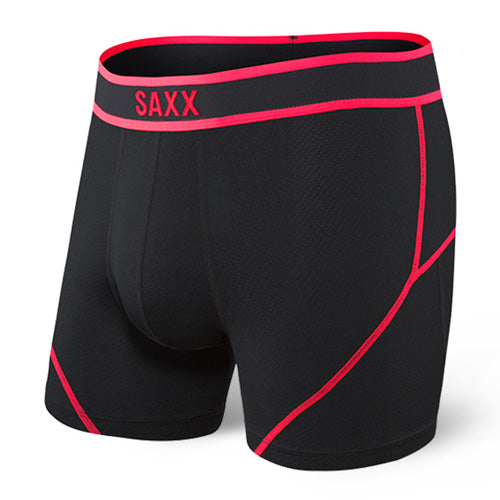 SAXX Kinetic HD Light-Compression Mesh Boxer Brief - Black/Neon Red
