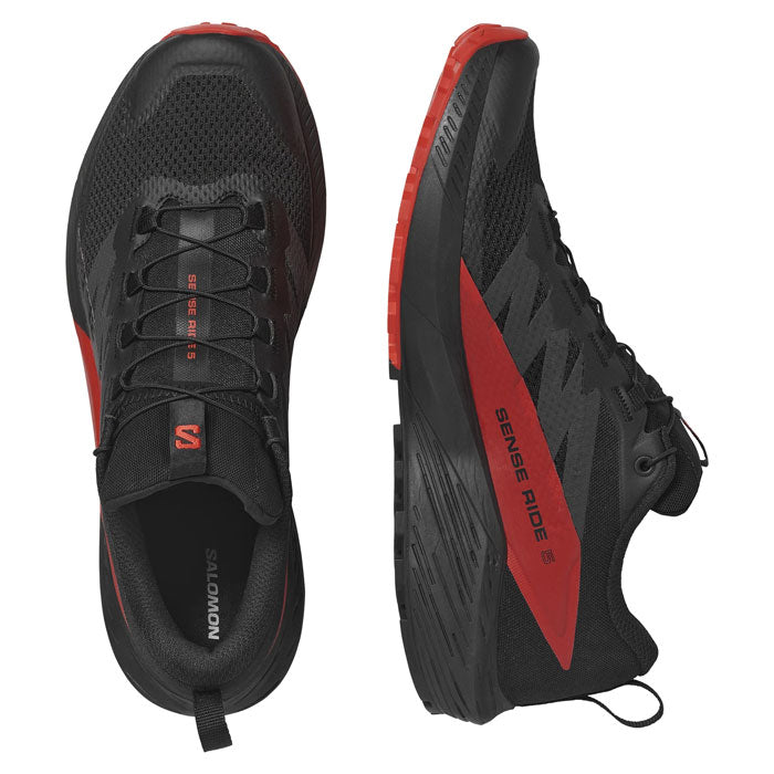 Salomon Sense Ride 5 Mens Trail Running Shoes - Black/Fiery Red