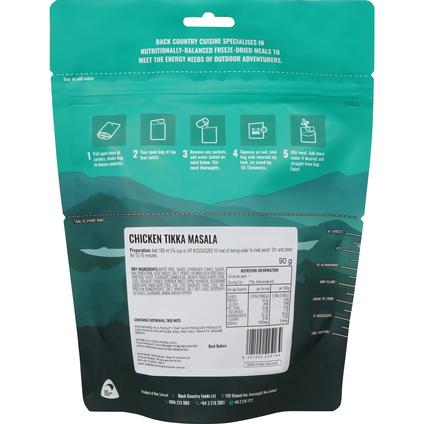 Back Country Cuisine Freeze Dried Food - Chicken Tikka Masala