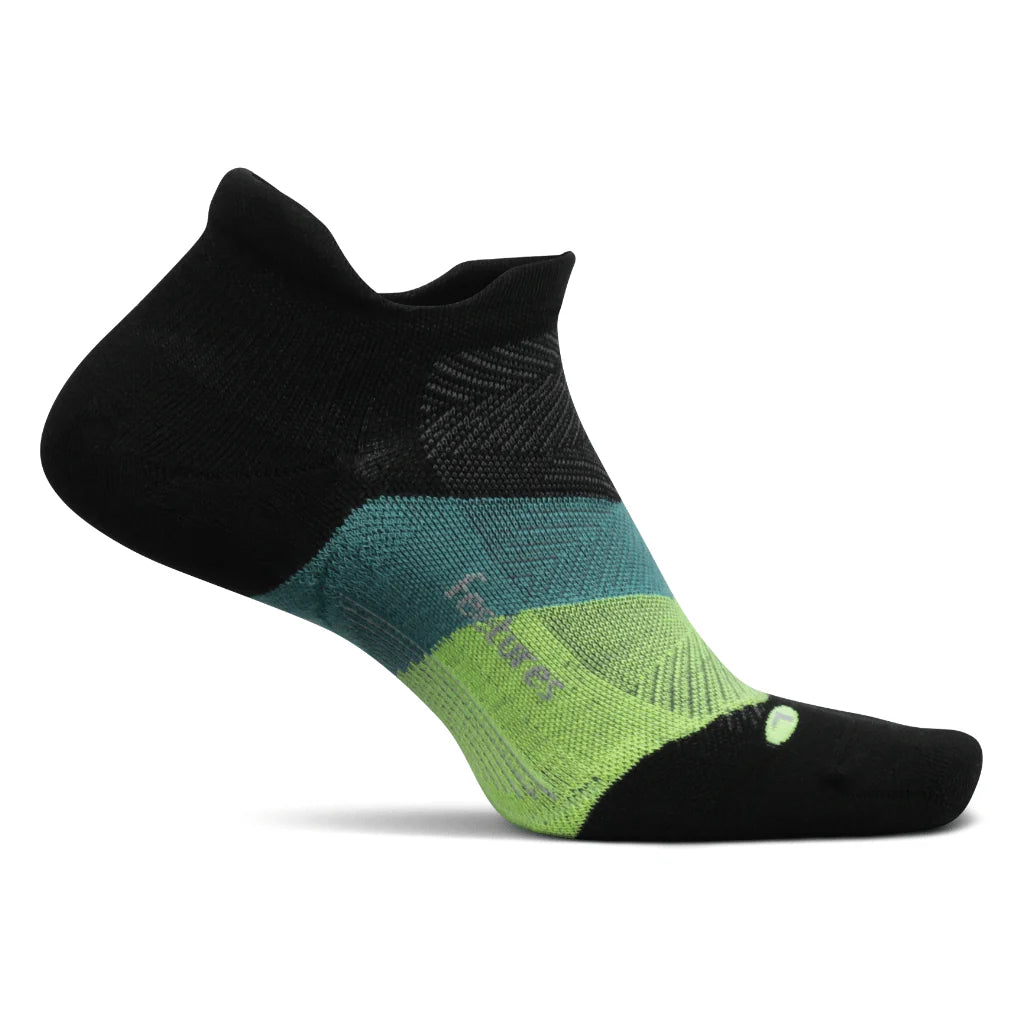 Feetures Elite Max Cushion No-Show Tab Socks Colour Black Green
