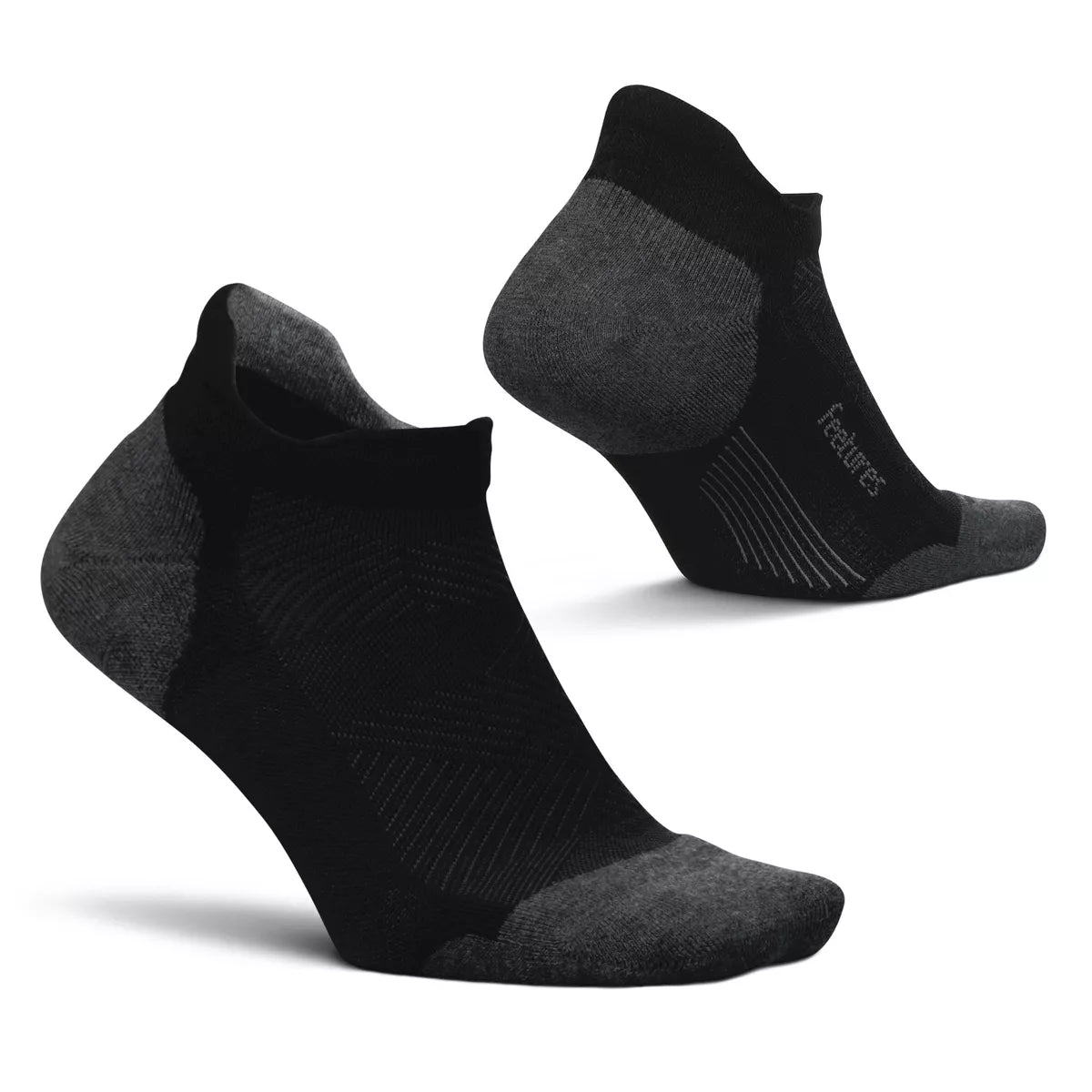 Feetures Elite Max Cushion No-Show Tab Socks Colour Black_Grey