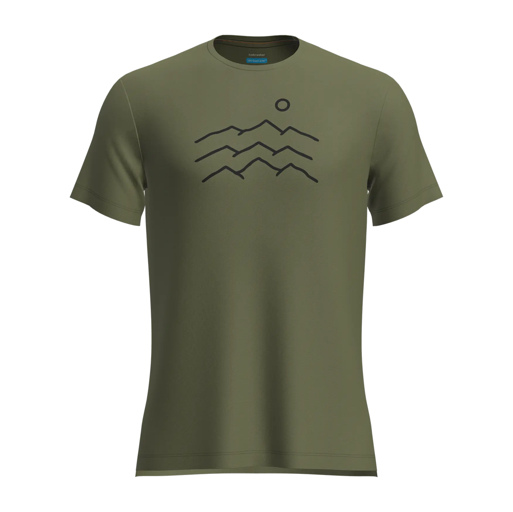 Icebreaker 125 Cool Lite Sphere Across The Peaks Short Sleeve Mens T Shirt Colour Green