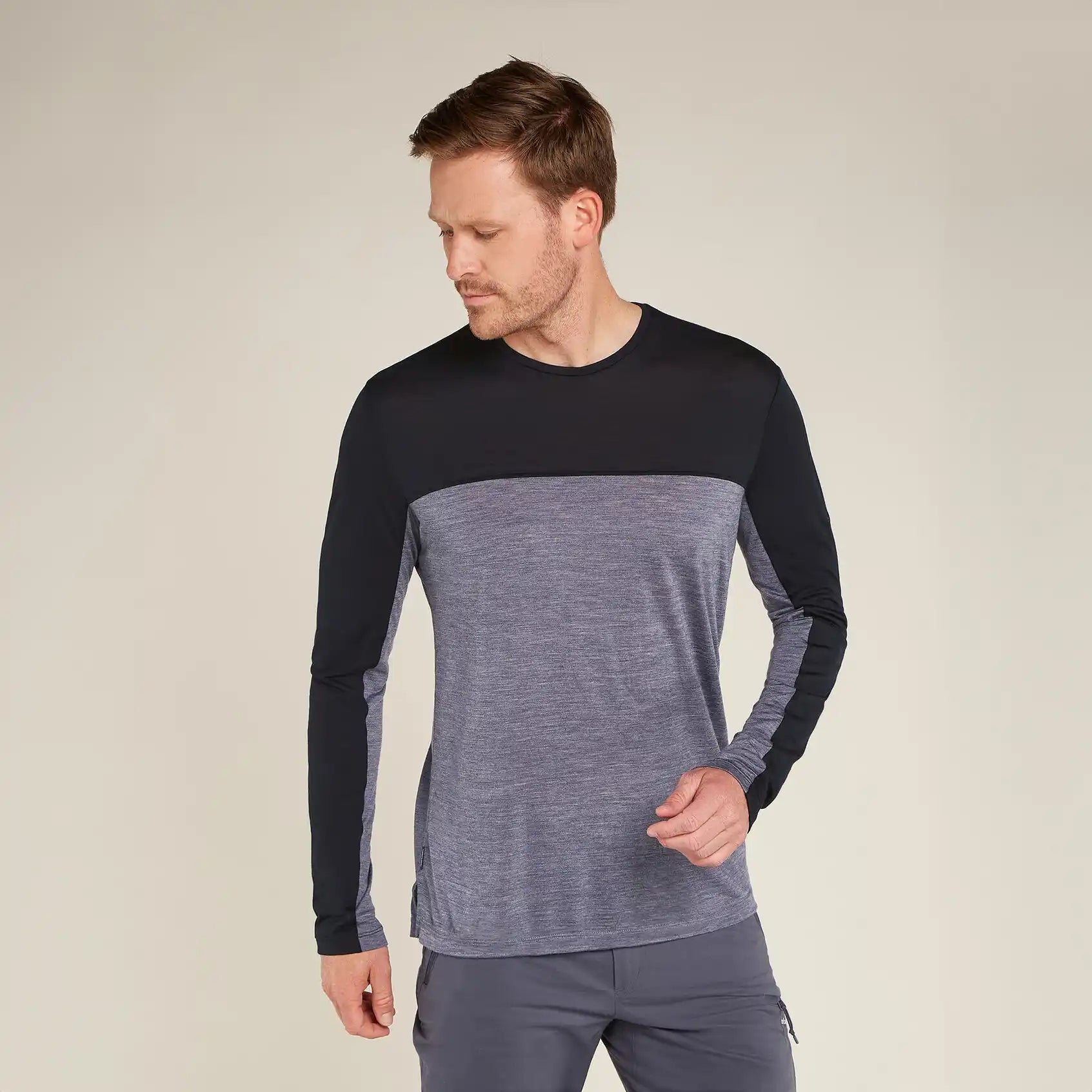 Icebreaker 125 Cool Lite Sphere Mens Long Sleve T Shirt Colour Graphite_Black