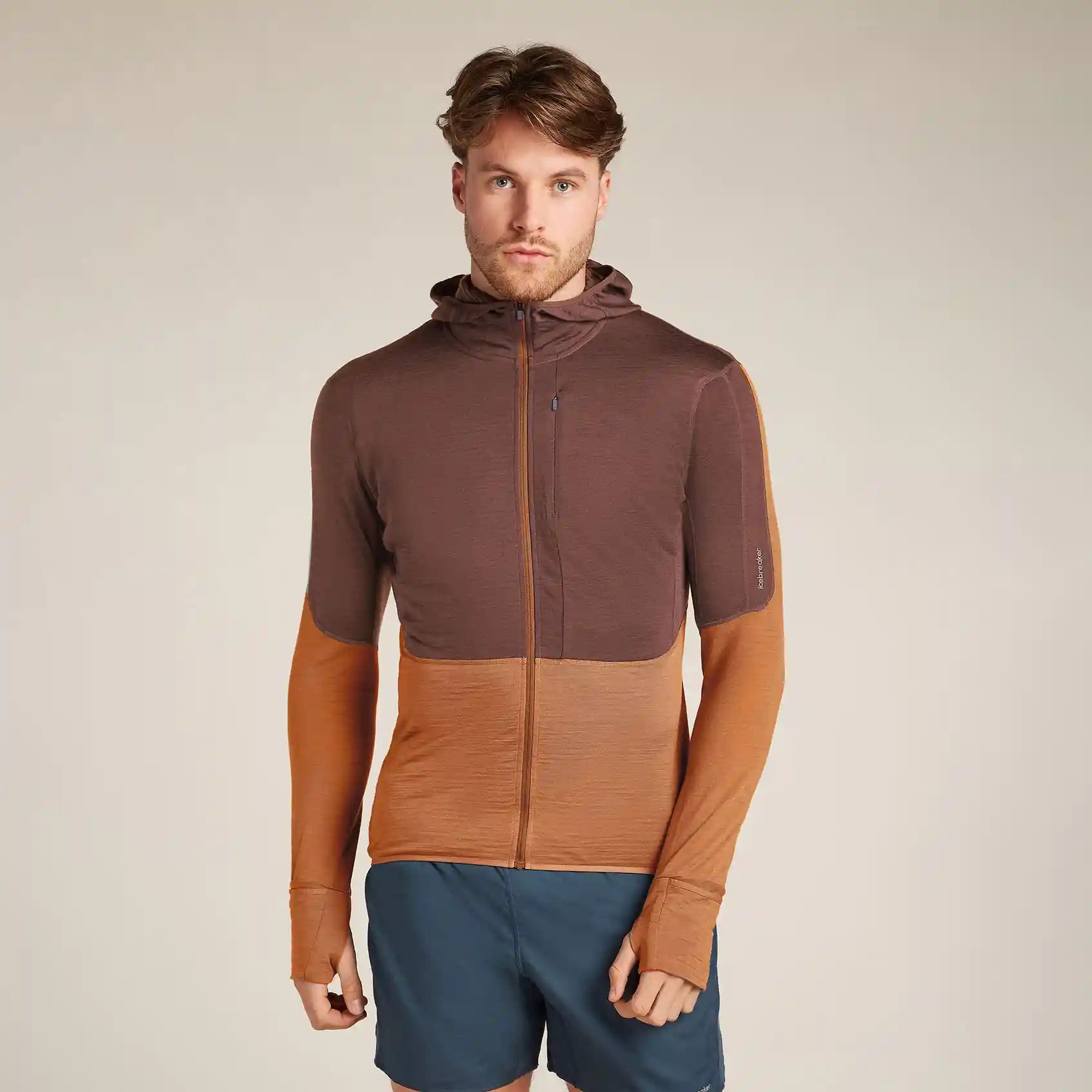 Icebreaker 200 Realfleece Descender Long Sleeve Mens Hooded Jacket Colour Maroon