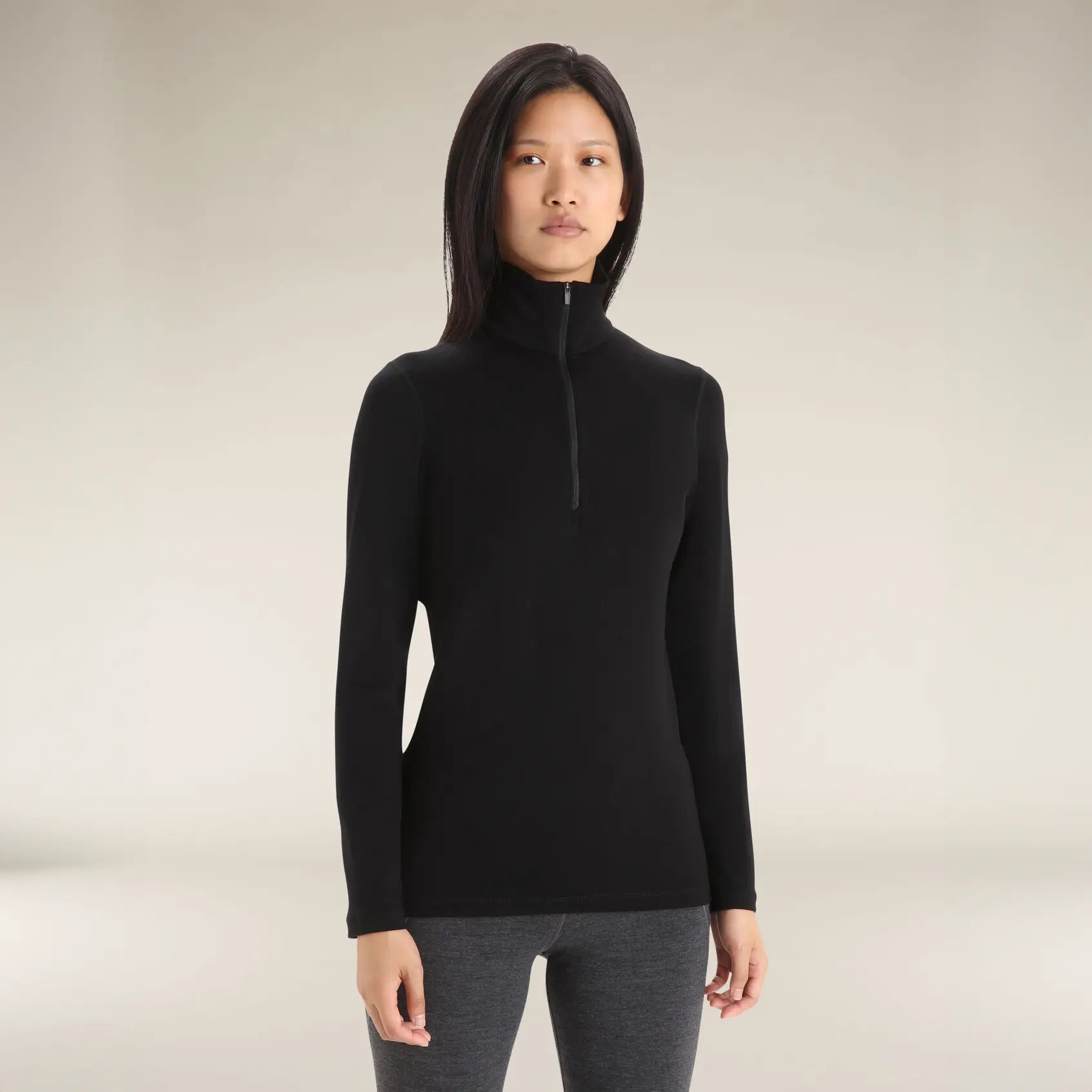 Icebreaker 260 Tech Long Sleeve Half Zip Womens Thermal Top Colour Black