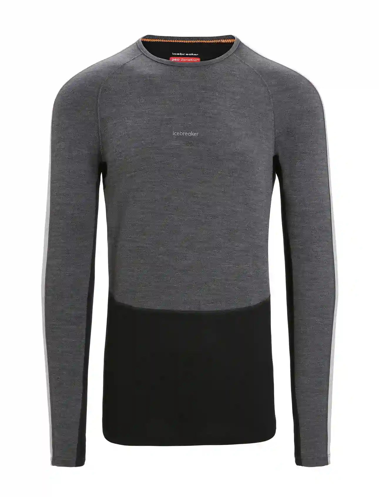 Icebreaker 260 Zoneknit Merino Mens Long Sleeve Crewe Thermal Top Colour Jet Heather_Black