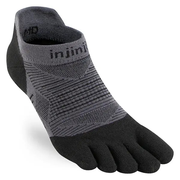 Injinji Run Lightweight No Show Socks Colour Black_Grey