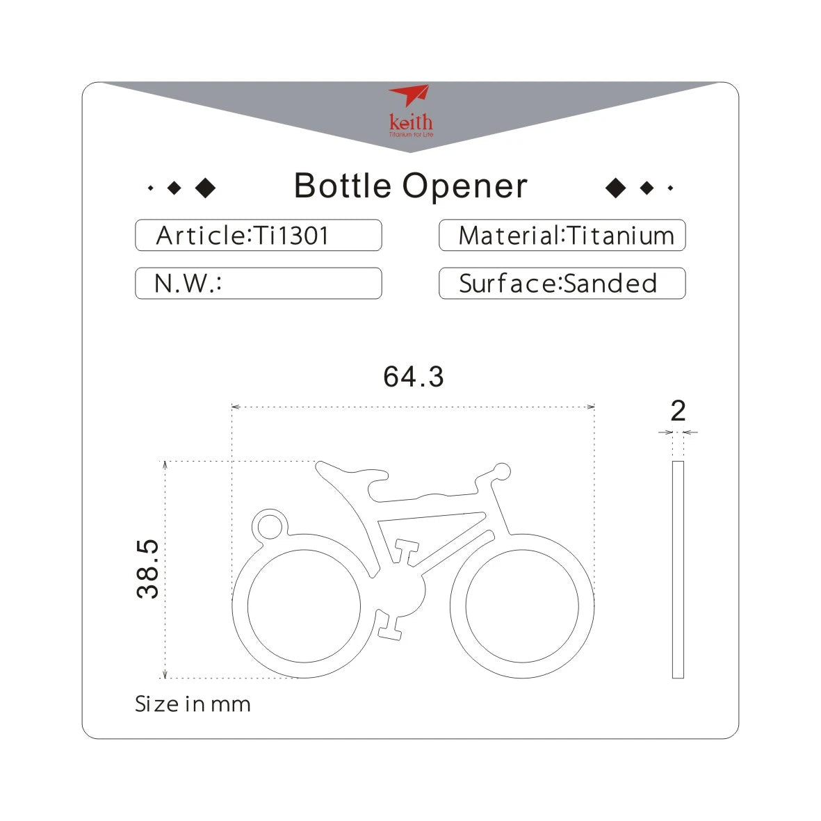 Keith Titanium Bottle Opener