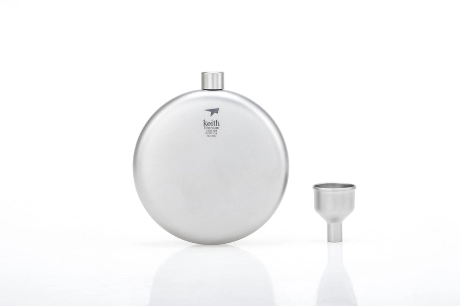 Keith Titanium Round Hip Flask - Funnel