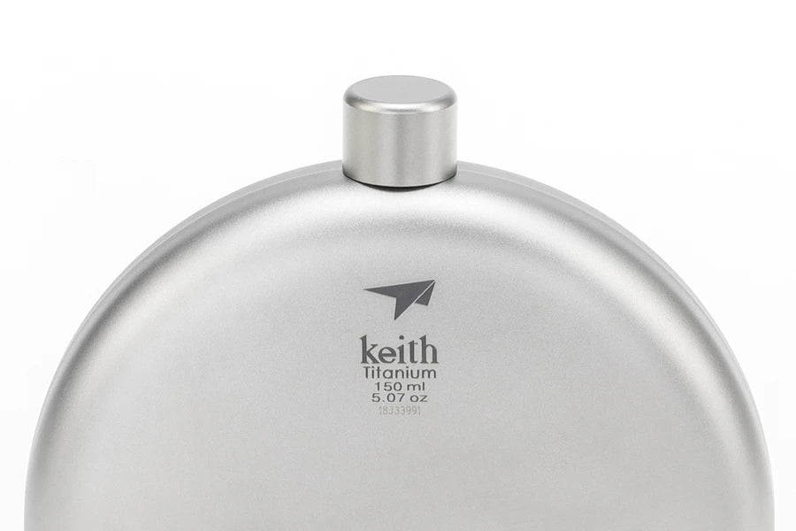 Keith Titanium Round Hip Flask - Funnel