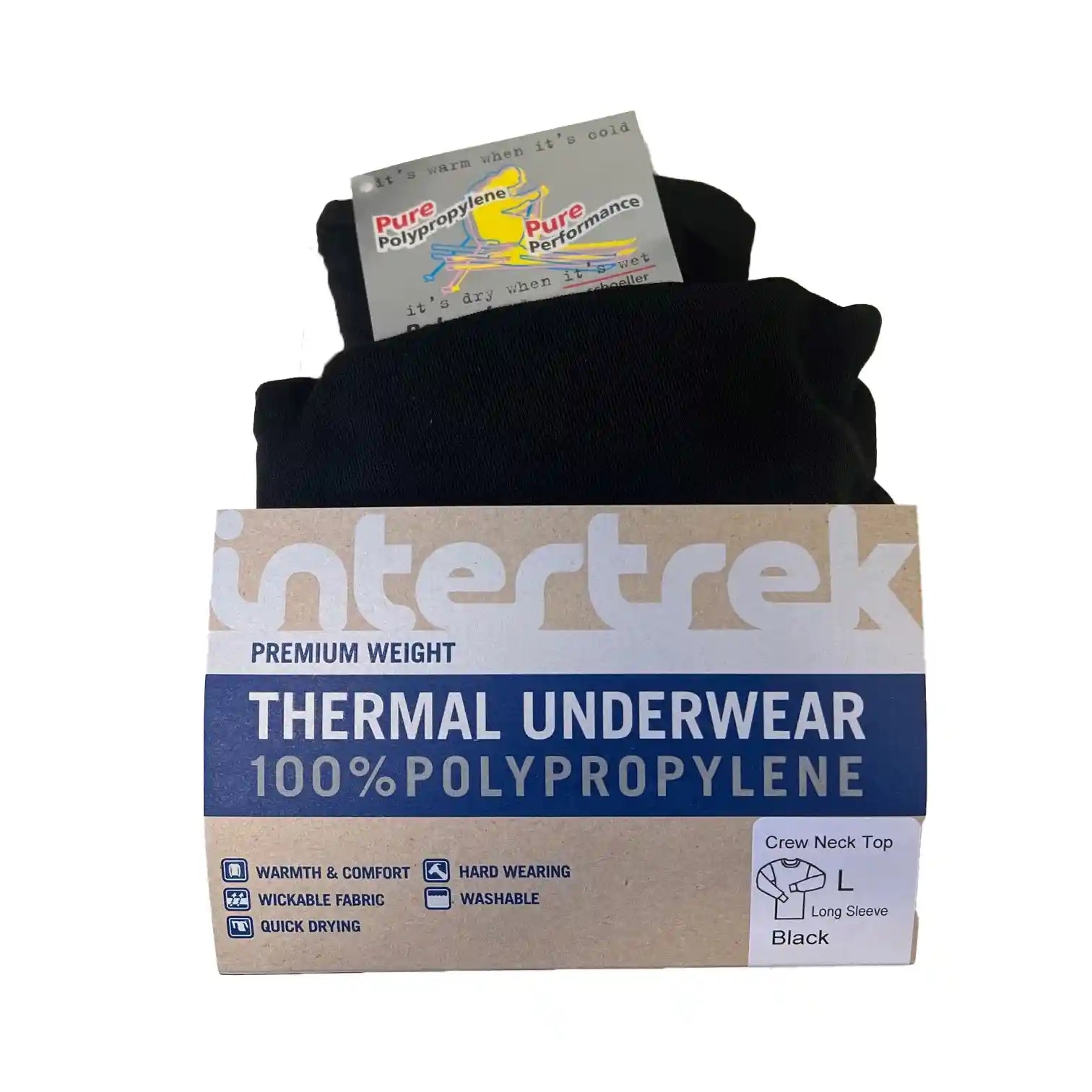 Kiwi Thermals Unisex Long Sleeve Low Crew Thermal Top Colour Black