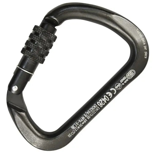 Kong 411 Extra Large D Carbon Steel Screw Gate Climbing Carabiner 1 Colour Black