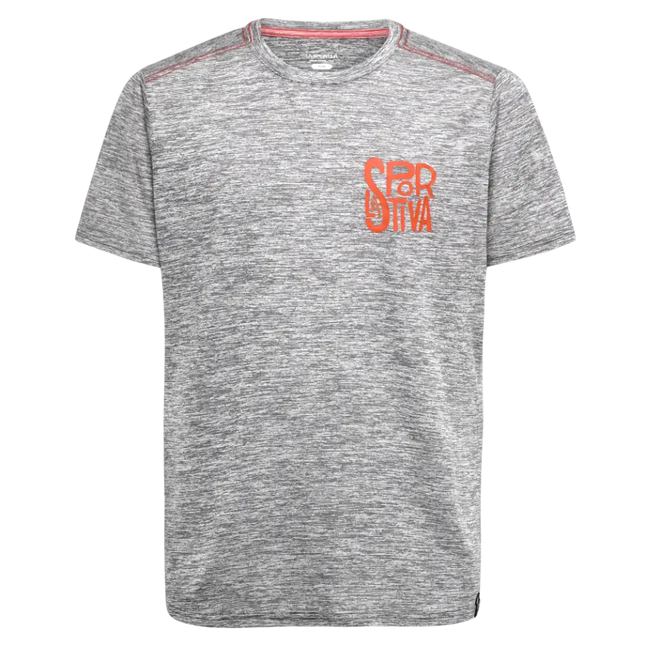 La Sportiva Pocket Logo Mens Short Sleeve T Shirt Colour Carbon Cherry Tomato