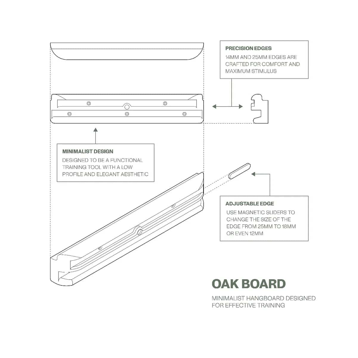 Nature Climbing Oak Board Hangboard