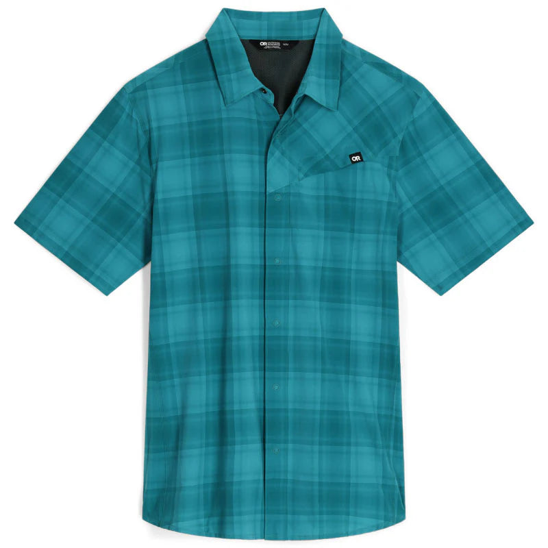 Outdoor Research Astroman Mens Short Sleeve Sun Shirt 3 Colour Deep Lake Plaid