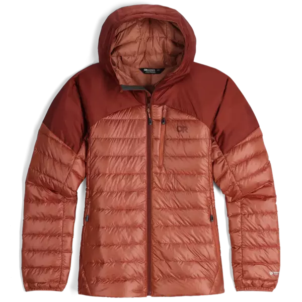 Outdoor Research Helium Down Hooded Womens Jacket Colour Brick