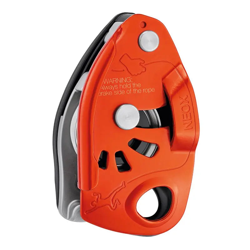 Petzl Neox Belay Device Light Gray Colour Orange