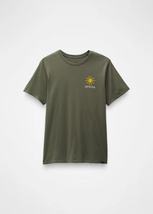 Prana Everyday Slogan Mens Short Sleeve T Shirt Colour Rye Green
