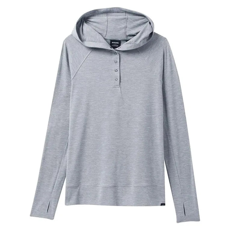 Prana Sol Searcher Womens Hooded Top 3 Colour Heather Grey