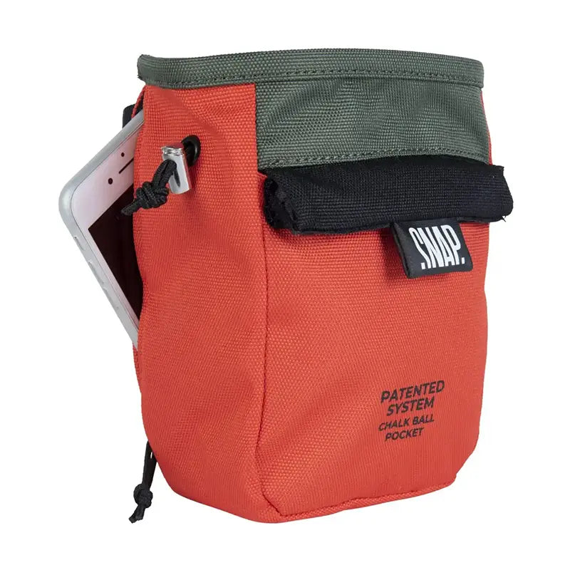 SNAP Chalk Pocket Scratch Climbing Chalk Bag Colour Red Dark Khaki