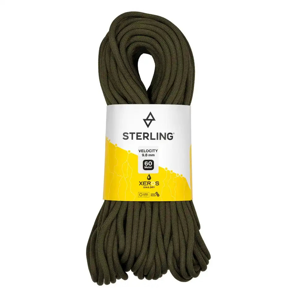Sterling Velocity 9 8Mm Xeros 60M Dynamic Climbing Rope 2 Colour Olive Drab