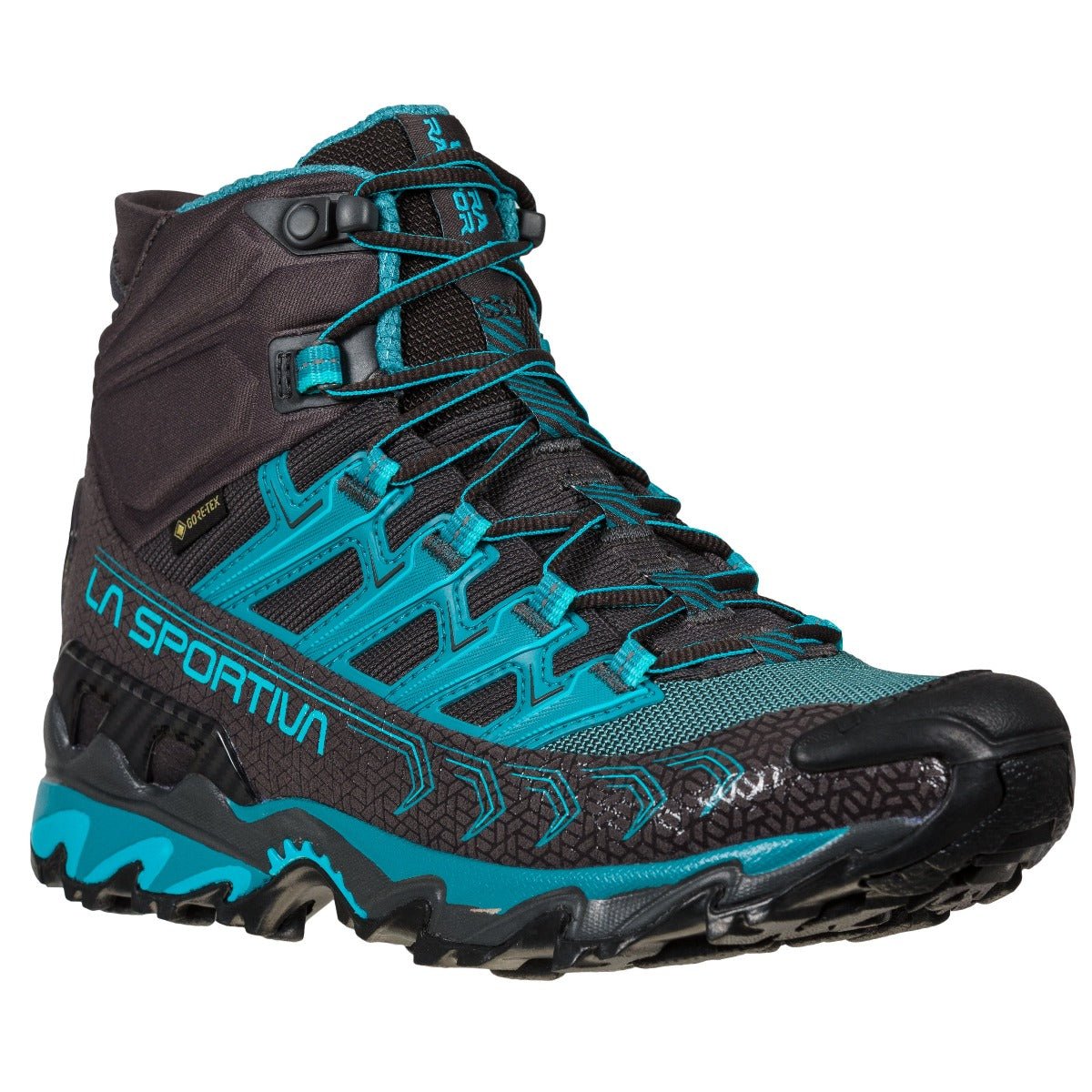 La Sportiva Ultra Raptor Ii Mid Wide Gtx Womens Trail Running Shoe Carbon Topaz Colour Carbon_Topaz