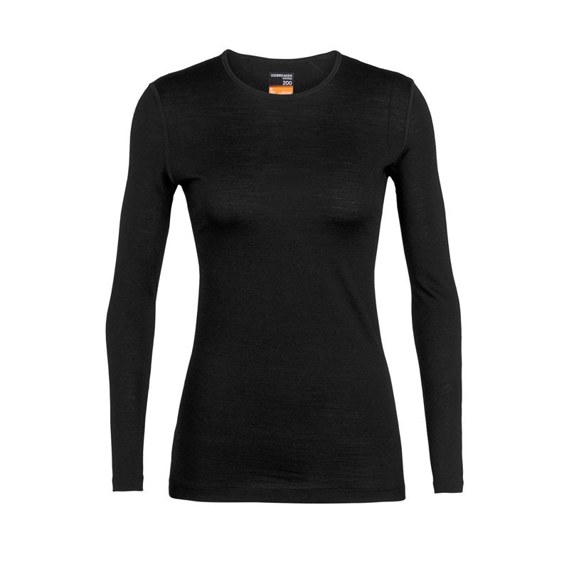 Icebreaker 200 Oasis Long Sleeve Crew Womens Top Black Colour Black