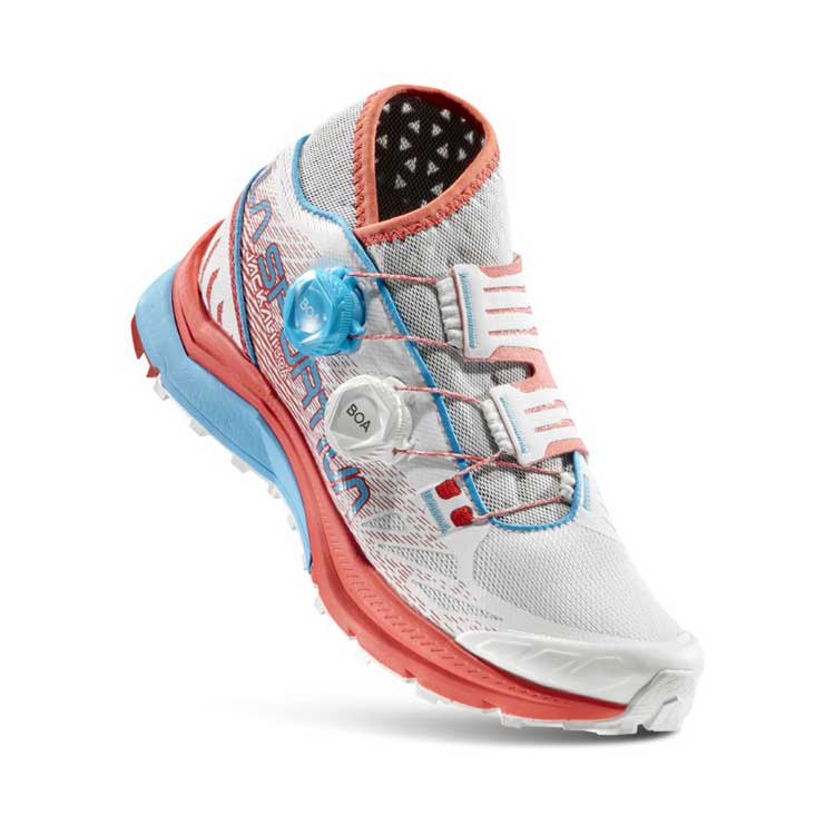La Sportiva Jackal II Boa Womens Trail Running Shoe - White/Hibiscus - Clearance