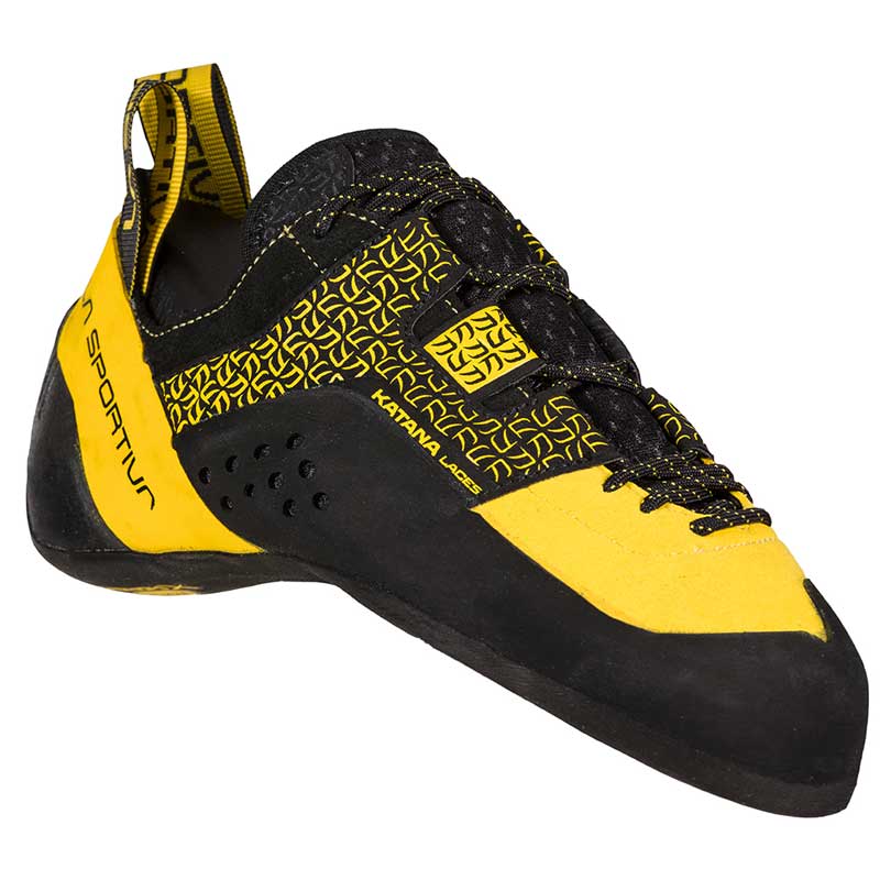 La Sportiva Katana Lace Mens Climbing Shoe Yellow Black Square Pattern Colour Yellow_Black