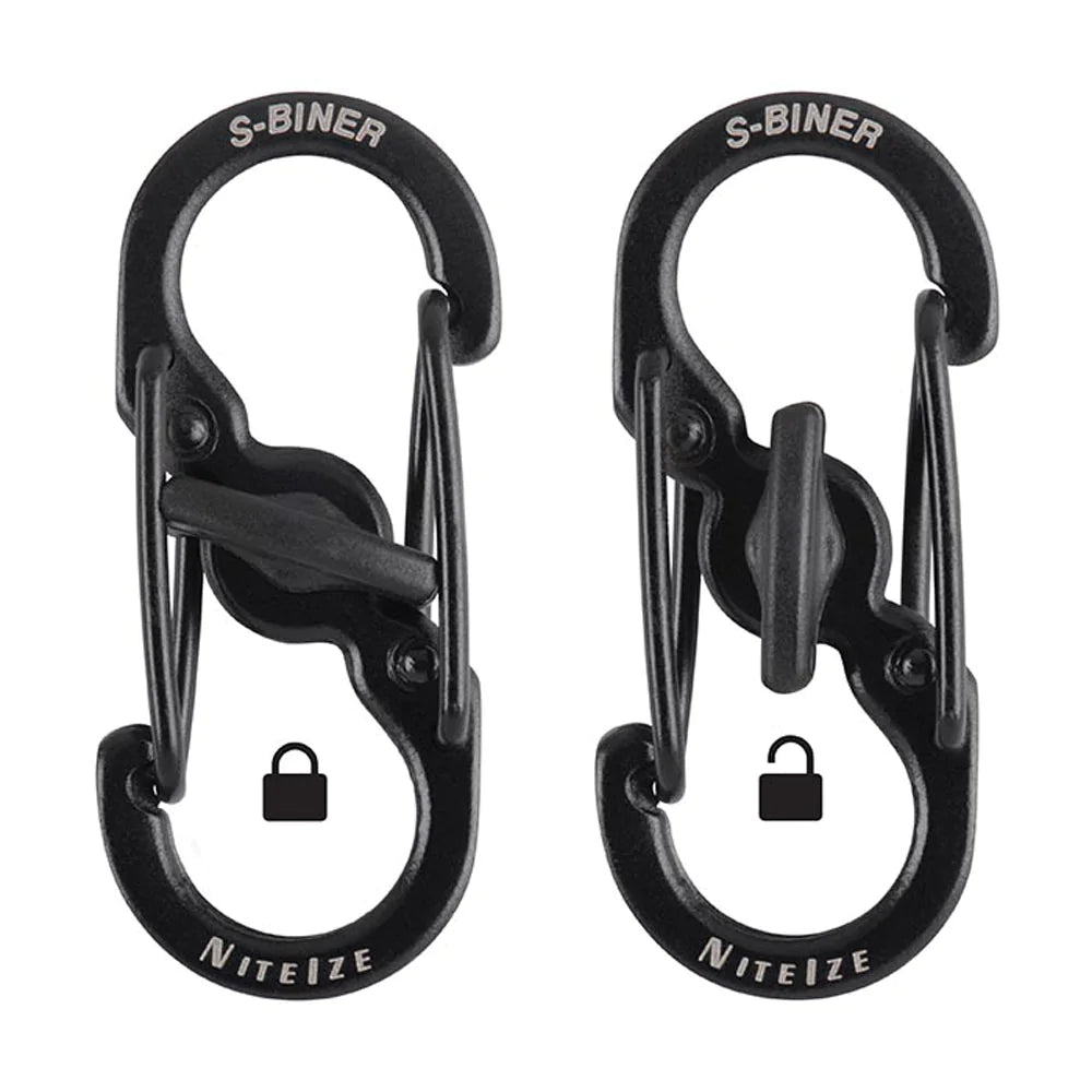 Niteize S Biner Stainless Steel Microlock Accessory Carabiner 2 Pack Colour Black