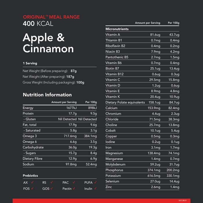 Radix Nutrition Original Apple & Cinnamon Whey Protein - 400kcal