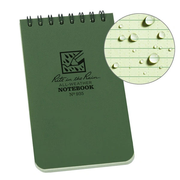 Rite In The Rain Polydura Waterproof Spiral Notebook 3 X 5 Colour Green