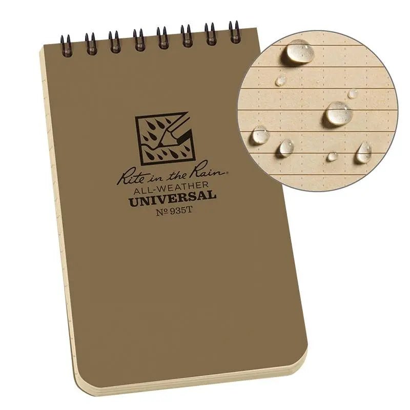 Rite In The Rain Polydura Waterproof Spiral Notebook 3 X 5 Colour Tan