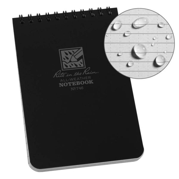 Rite In The Rain Polydura Waterproof Spiral Notebook 4 X 6 Colour Black