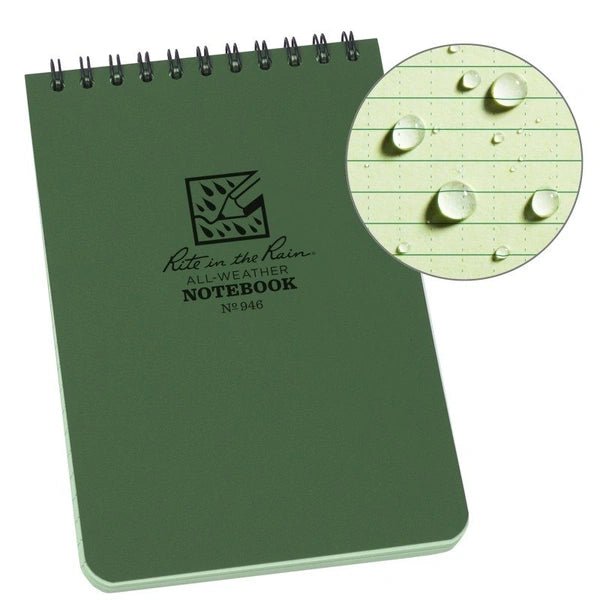 Rite In The Rain Polydura Waterproof Spiral Notebook 4 X 6 Colour Green