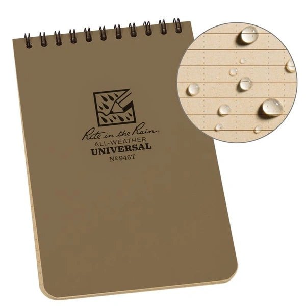 Rite In The Rain Polydura Waterproof Spiral Notebook 4 X 6 Colour Tan