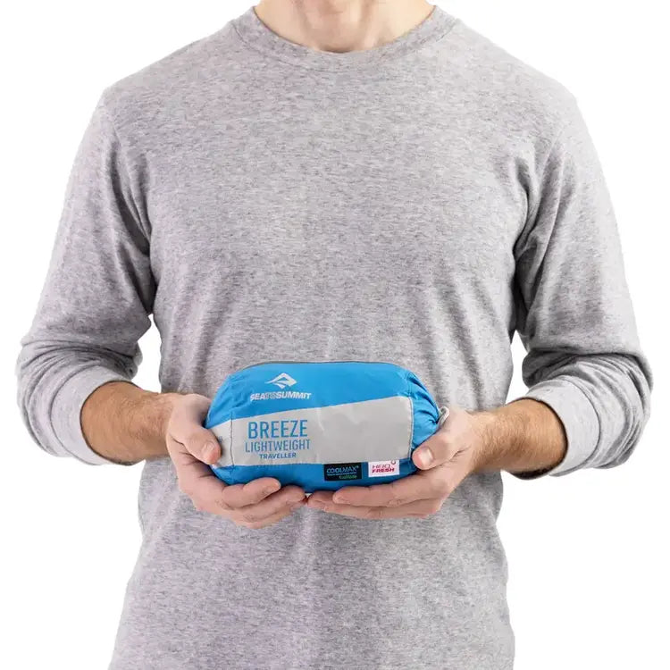 Sea to Summit Breeze Lightweight Liner - Rectangular w/ Pillow Sleeve Blue RCS