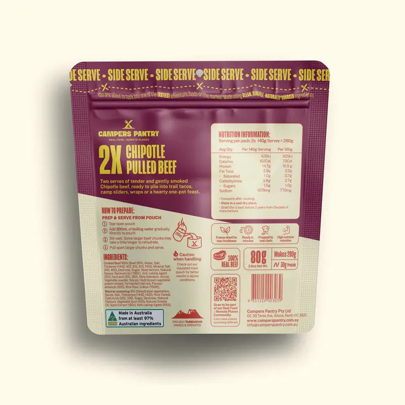 Campers Pantry Chipotle Pulled Beef Freeze Dried Meal