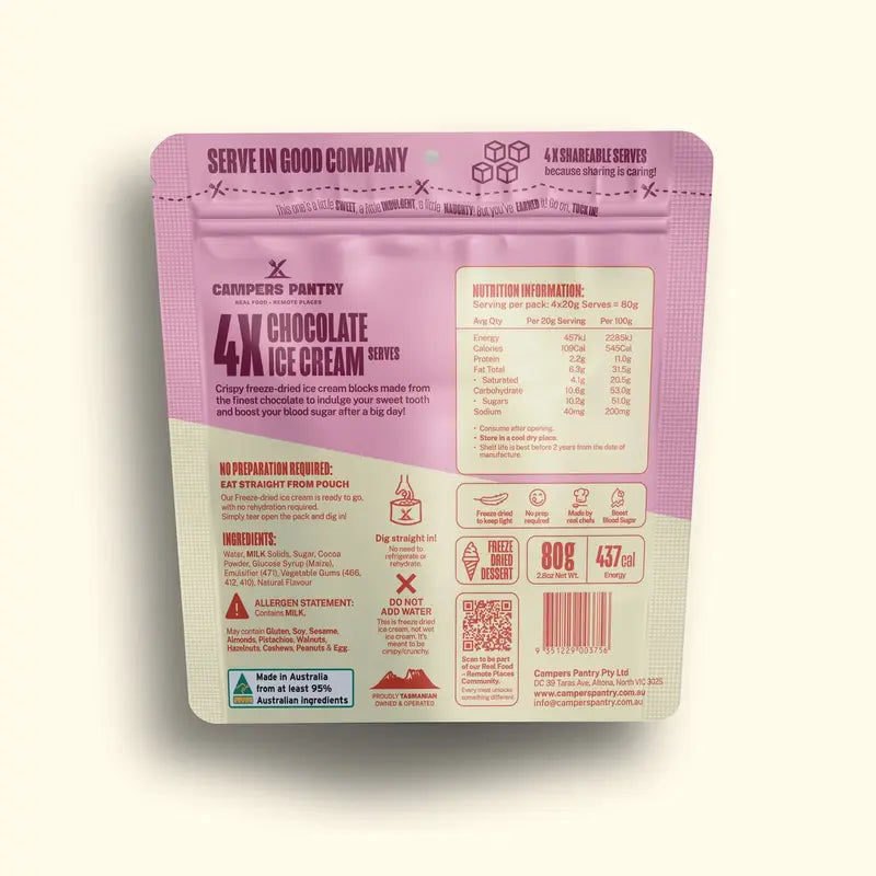 Campers Pantry Chocolate Freeze-Dried Ice Cream